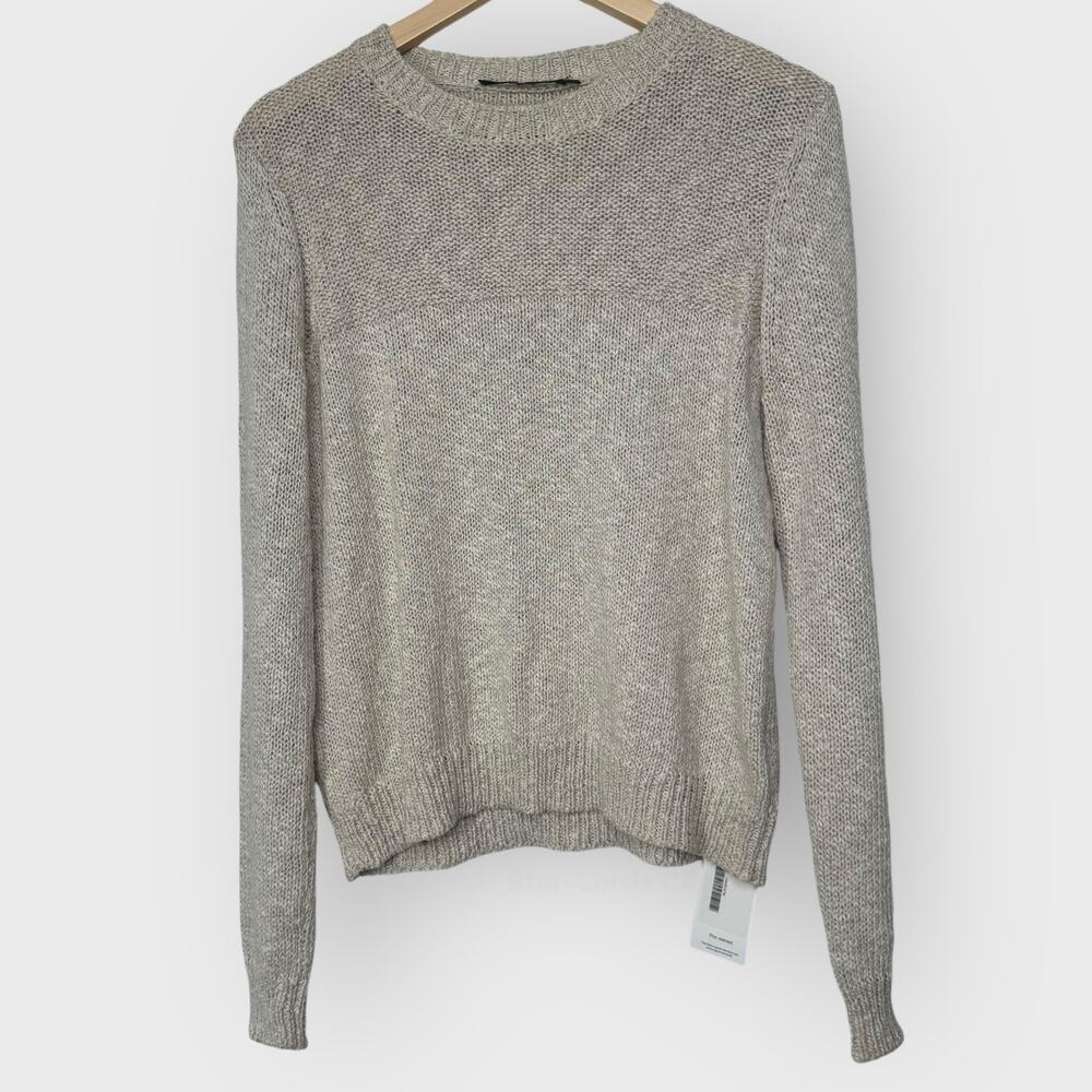 Jenni Kayne Crewneck Sweater I Small I Natural Cotton & Linen Pullover Knit Fall
